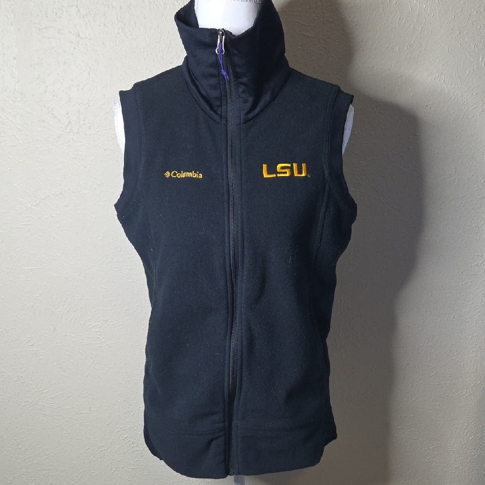 Columbia Black Vest with LSU Embroidery, Sz Medium
